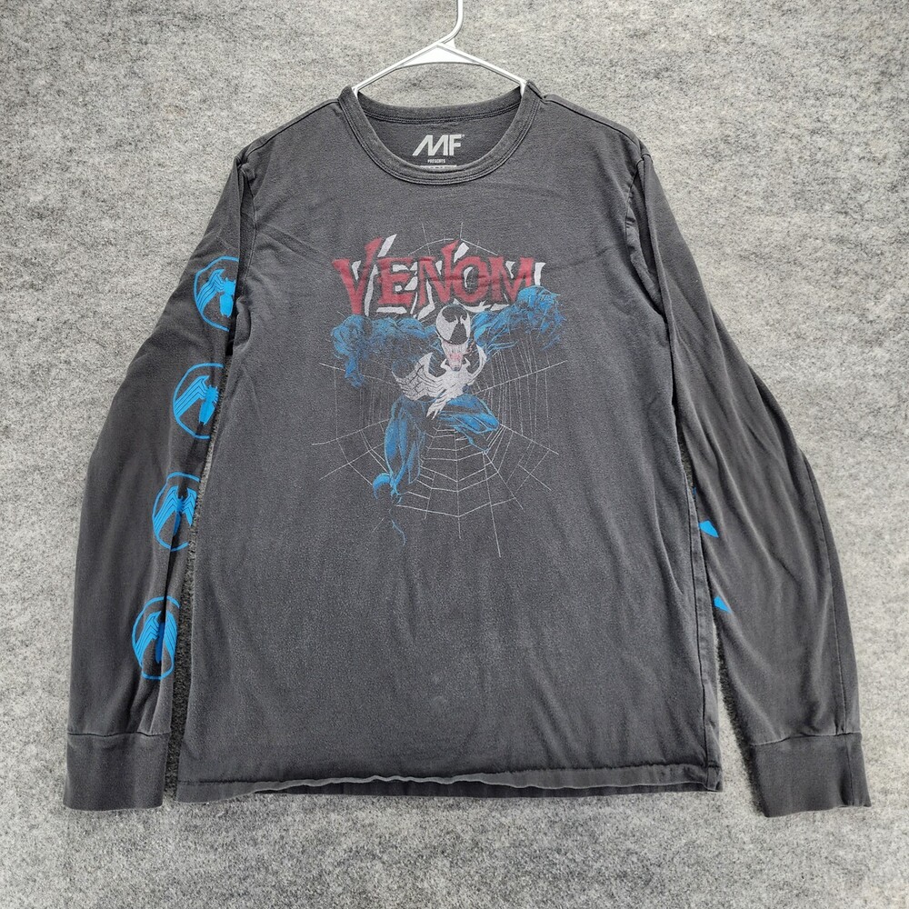 Venom Shirt Mens Medium Tall Long Sleeve Gray Marvel Comics